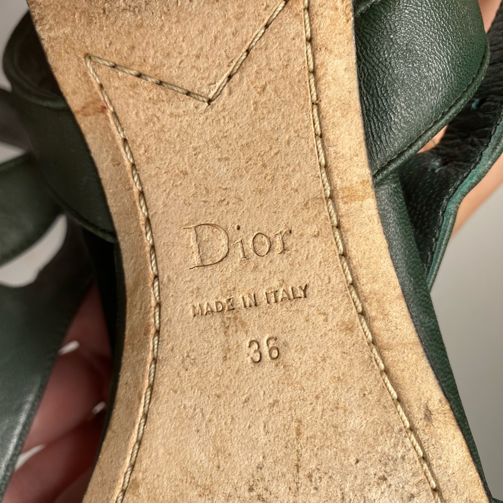 Christian Dior flat leather sandals dark green grey 36 - Picture 11 of 12